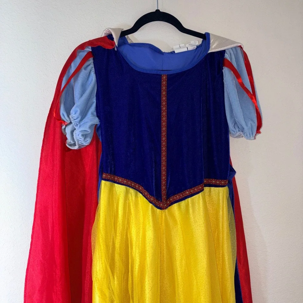Disney Snow White Costume Dress Kids age 12 / 14 Blue Yellow  Attached Cape